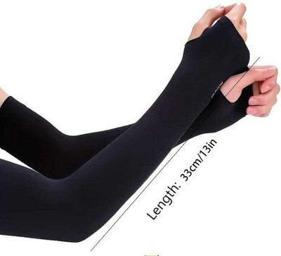 R MD Traders Cotton Arm Sleeve For Boys & Girls(Free, Black)
