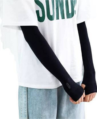 JusAwesm Polyester Arm Sleeve For Men(L, Black)