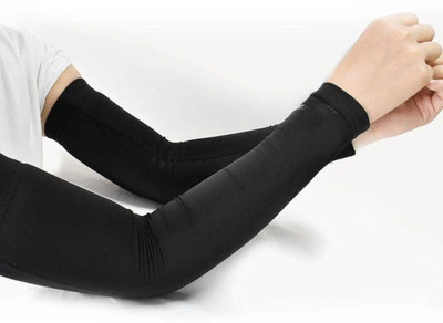 JusAwesm Cotton Arm Sleeve For Men & Women(Free, Black)