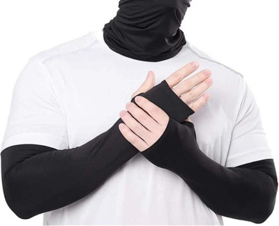 armbrad Cotton Arm Sleeve For Men & Women(Free, Black)