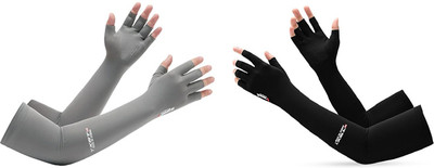 ZITRONIX Nylon, Silk Arm Sleeve For Men(M, Black, Grey)