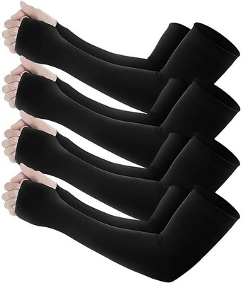 ARMegastore Cotton Arm Sleeve For Men & Women(Free, Black)