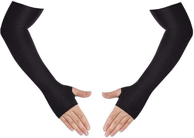 URMILA TRADERS Cotton Arm Sleeve For Men & Women(Free, Black)