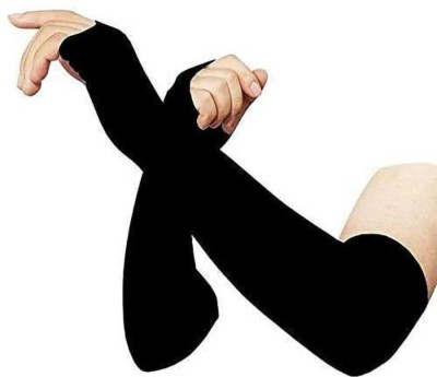 S S Enterprises Cotton Arm Sleeve For Men & Women(Free, Black)