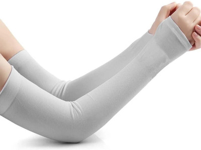 EXITANCE Nylon Arm Sleeve For Men & Women(Free, Grey)