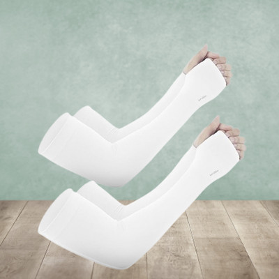 TrueArch Cotton Arm Sleeve For Men & Women(Free, White)
