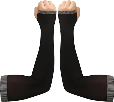 EXCELLION Nylon Arm Sleeve For Men & Women(Free, Black)