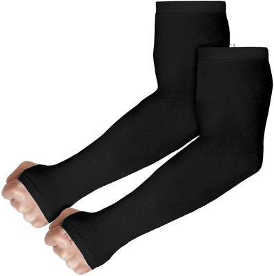 JusAwesm Nylon Arm Sleeve For Men & Women(Free, Black)