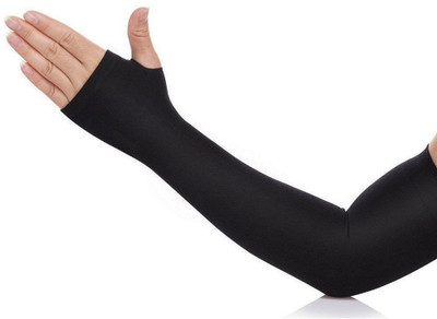 JusAwesm Nylon Arm Sleeve For Men & Women(Free, Black)