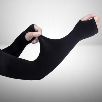 MODAROCK Polyester Arm Sleeve For Men & Women(Free, Black)