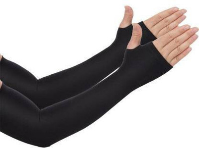 Liyana Collection Silk Arm Sleeve For Boys & Girls(Free, Black)