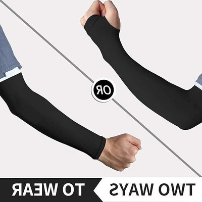 JusAwesm Polyester Arm Sleeve For Men(M, Black)