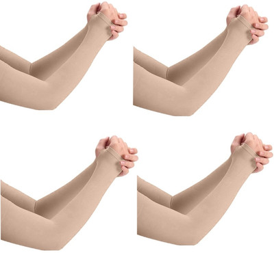 JH Retreat Nylon Arm Sleeve For Men & Women(Free, Beige)