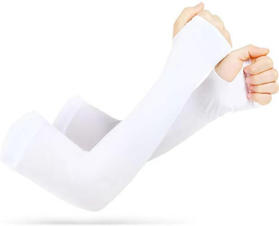 Mubco Cotton Arm Sleeve For Men & Women(Free, White)