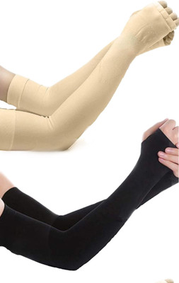 araanshi Nylon Arm Sleeve For Men & Women(Free, Beige, Black)