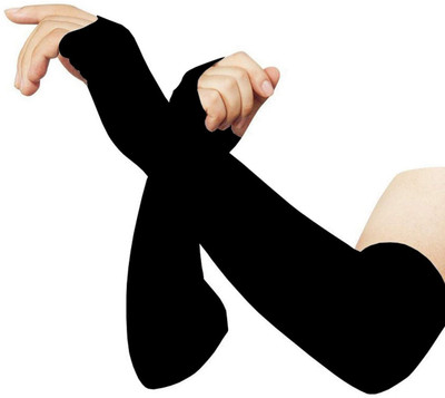 KICKSTAR Silk Arm Sleeve For Men & Women(Free, Black)
