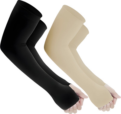 Bizbee Cotton Arm Sleeve For Men & Women(Free, Black, Beige)