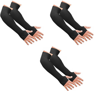 KPJN ENTERPRISES Cotton Arm Sleeve For Men & Women(XL, Black)
