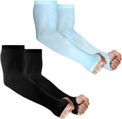 Cozyway Nylon Arm Sleeve For Men & Women(Free, Black, Blue)