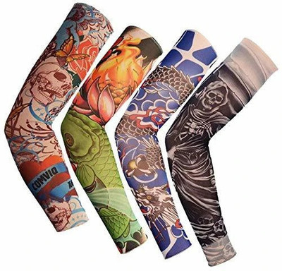 Adnate Cotton Arm Sleeve For Men & Women With Tattoo(Free, Multicolor)