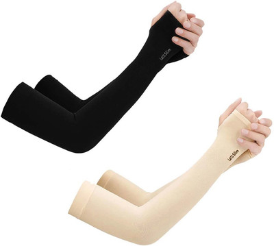 Stuti Cotton Arm Sleeve For Men & Women With Tattoo(M, Black, Beige)