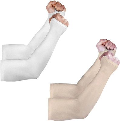 araanshi Microfibre Arm Sleeve For Boys & Girls(Free, White, Beige)