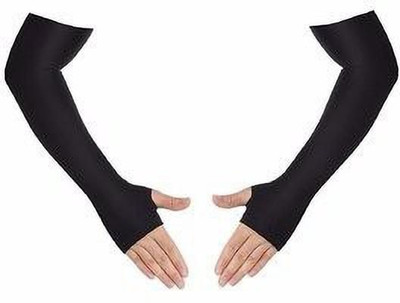 LET SLIM Nylon Arm Sleeve For Men & Women(Free, Black)