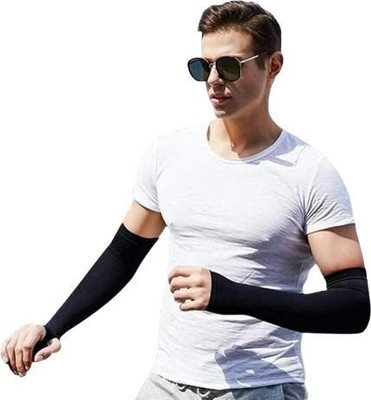 Gunatit Ventures Silk Arm Sleeve For Boys & Girls(Free, Black)