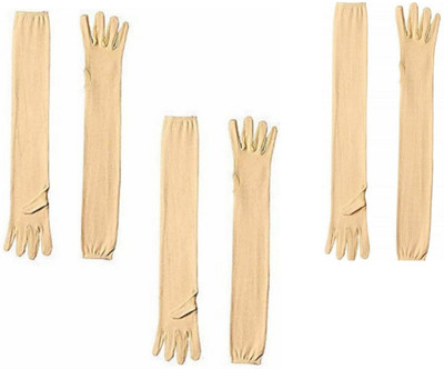 araanshi Cotton Arm Sleeve For Men & Women(Free, Beige)