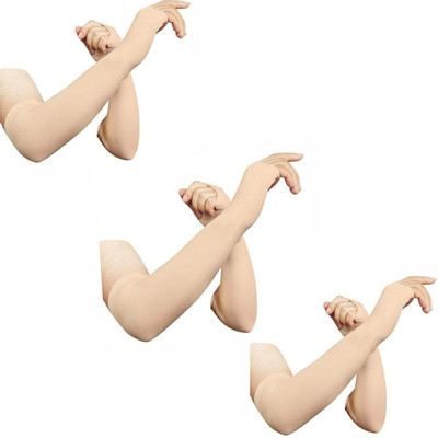 aksmit Cotton Arm Sleeve For Men & Women(Free, Beige)
