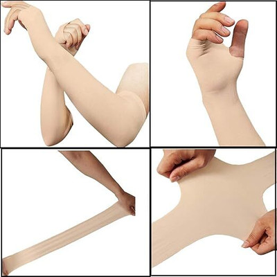 JINTAFIT Nylon Arm Sleeve For Men & Women(Free, Beige)