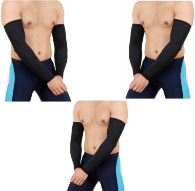 araanshi Nylon Arm Sleeve For Men & Women(Free, Black)