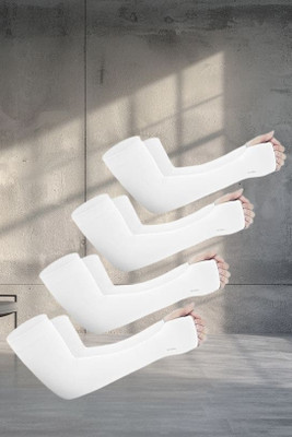 CLOSTIFY Cotton Arm Sleeve For Boys & Girls(Free, White)