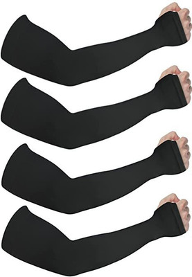 araanshi Cotton, Nylon Arm Sleeve For Men & Women(Free, Black)