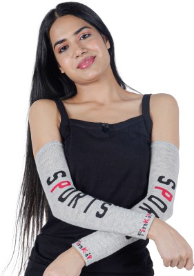 PinKit Cotton Arm Sleeve For Men & Women With Tattoo(Free, Grey)