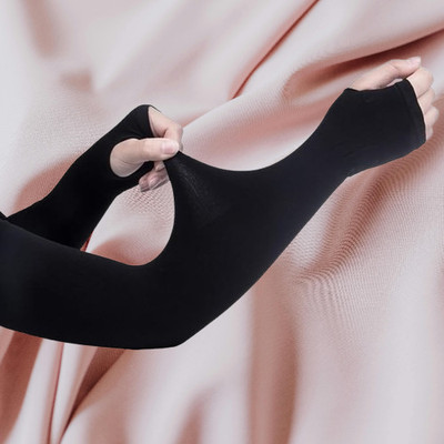 MODAROCK Polyester Arm Sleeve For Men & Women(Free, Black)