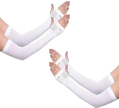 Sheux Cotton Arm Sleeve For Men & Women(Free, White)