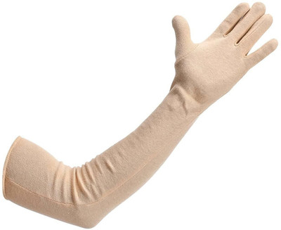 Jully Cotton, Nylon Arm Sleeve For Men & Women(Free, Beige)