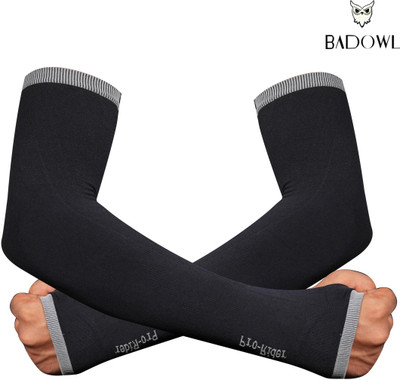 BAD OWL Nylon Arm Sleeve For Men & Women(Free, Black)
