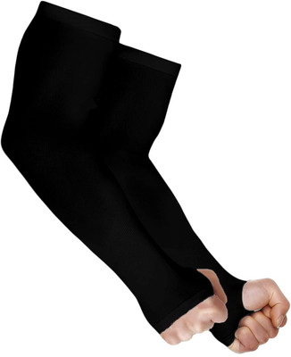 Qwarty Nylon Arm Sleeve For Men & Women(Free, Black)
