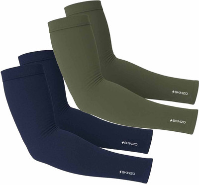 SKINZO Cotton Arm Sleeve For Men & Women(Free, Green, Navy Blue)