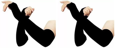 PUNCHOLI UNIQUE Nylon Arm Sleeve For Men & Women(Free, Black)