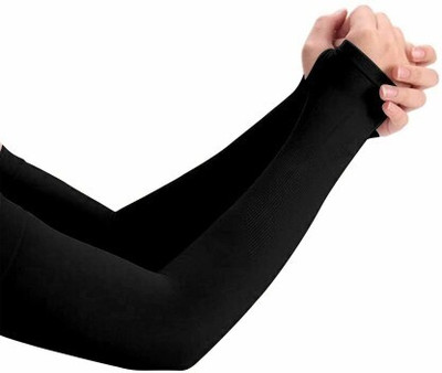 YOUTH ROBE Cotton Arm Sleeve For Men & Women(Free, Black)