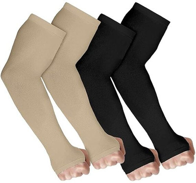 Kolva Cotton Arm Sleeve For Men & Women(Free, Black, Beige)