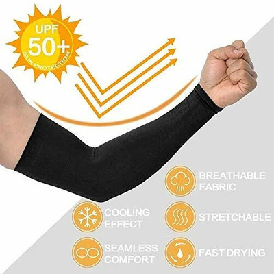 EUHOMI Nylon, Cotton Arm Sleeve For Men & Women(Free, Black)