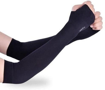 Adnate Nylon, Cotton Arm Sleeve For Men & Women(Free, Black)