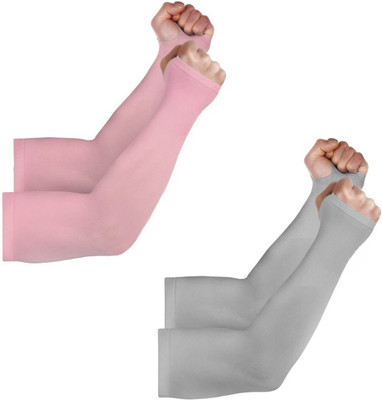 SUBHUSHA Nylon Arm Sleeve For Men & Women(Free, Pink, Grey)