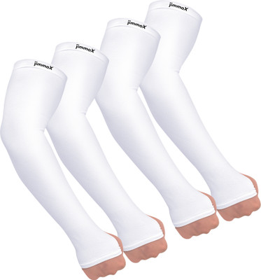 Jimmox Nylon Arm Sleeve For Men & Women(Free, White)