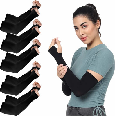 aksmit Cotton Arm Sleeve For Men & Women With Tattoo(Free, Black)