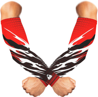 Rutcal Polyester, Nylon Arm Sleeve For Men & Women(Free, Red)